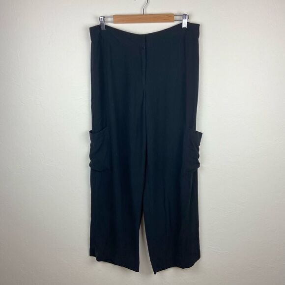Eileen Fisher Wide Leg Side-Pocket Pant - Black - Picture 1 of 7